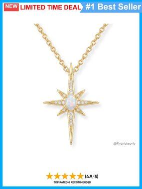 14K Gold Plated North Star Opal Pendant Necklace Adjustable